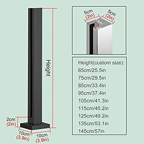 Poste final de acero inoxidable negro, barandilla de vidrio resistente de 60 cm 3