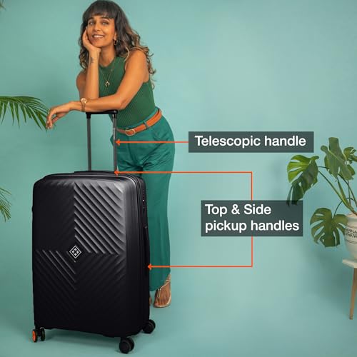 Image of Nasher Miles Antwerp Hard-Sided Polypropylene Luggage Set of 2 | 55cm & 65cm | TSA Lock 8 Wheels & Expander Small & Medium Trolley Bag for Travel | Suitcase (Black)