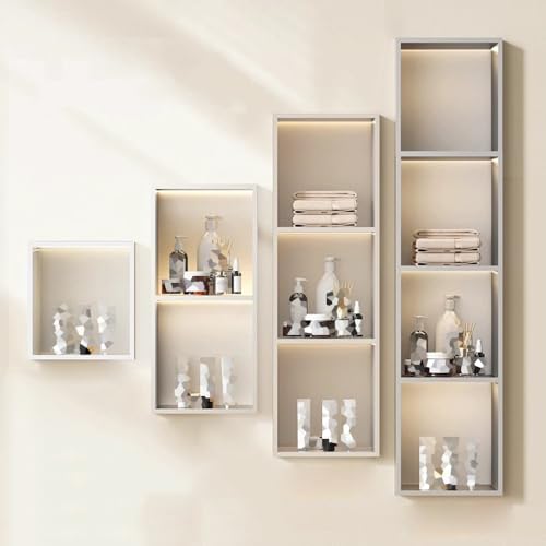 Gelbe matte Duschregale – Wandnizer für Shampoo und Seife, 28 x 120 x 12,5 cm, perfekte Badezimmer-Sto-Lösung für Toilettenartikel und Zubehör.
