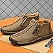 Men's Casual Leather Shoes Leather Renaissance Outdoor Fashion Zipper Slip On Boots Outdoor Casual Walking Shoes (Khaki,8.5)