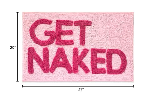 Image of New Mungo Get Naked Bath Mat Pink - Hot Pink Bathroom Rug, 31 inch x 20 inch