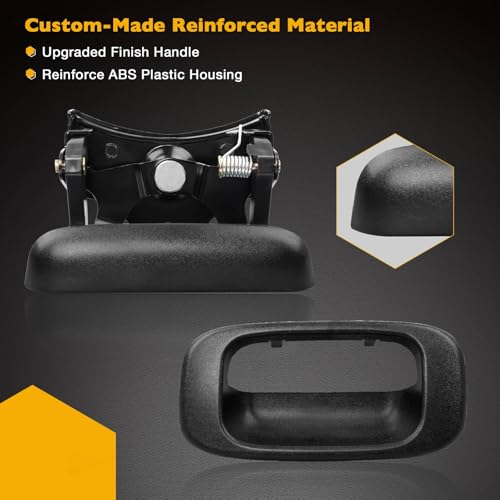 Image of Gledewen Tailgate Handle Latch and Bezel Trim with Rod Clips | for 1999-2007 Chevy Silverado GMC Sierra 1500 2500 3500 | Replaces# 15997911, 15228539, 15228541, 15228540
