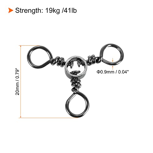 PATIKIL 3 Way Swivel, 20Pcs 41lb Stainless Steel Cross Line Terminal Tackle for Saltwater Freshwater Fishing Black - Image 2