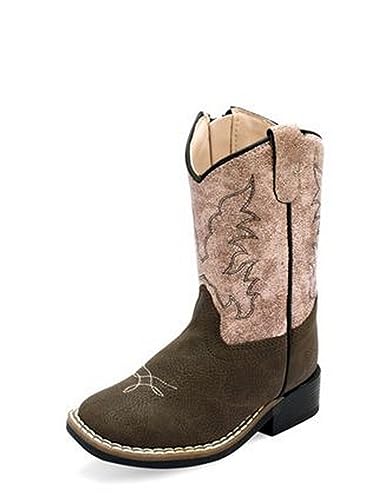 Image of Old West Unisex-Child All Over Leatherette Material Broad Square Toe Boots Western