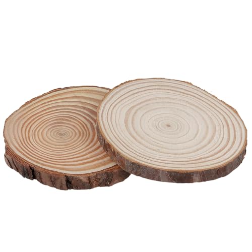 Tranches de bois naturel pour décoration de mariage champêtre et Noël - 6