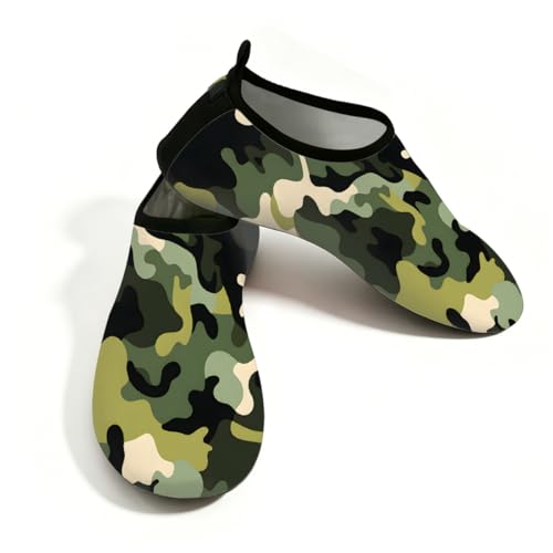 Zapatos deportivos acuáticos con diseño abstracto de camuflaje verde para hombre y mujer