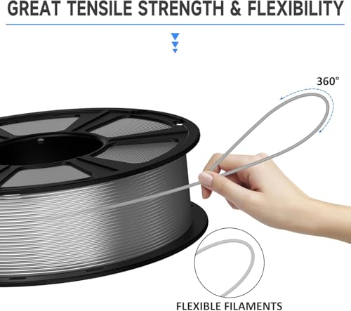 Image of GIANTARM PETG Filament 1.75mm 1Kg(2.2lb), Silver PETG Filament for 3D Printer, ±0.02mm Accuracy, High Precision, Strong Toughness, Neatly Wound & Moistureproof, Non-Clogging & Non-Stringing, Silver