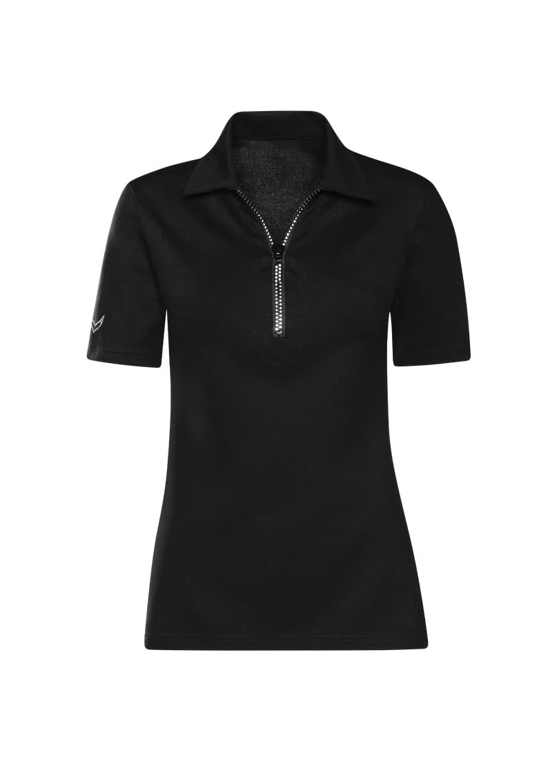 TRIGEMA Slim Fit Poloshirt mit Kristallsteinen