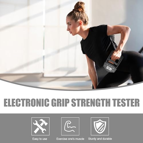 Digitaler Handkraftmessgerät, 396lb/180kg Griffkraft Messgerät Handkraftmessgerät, Einfühlsam Grip Strength Tester, Elektronische Griffkraft Messgerät Großer LED-Bildschirm Mit USB-Ladekabel(Schwarz)