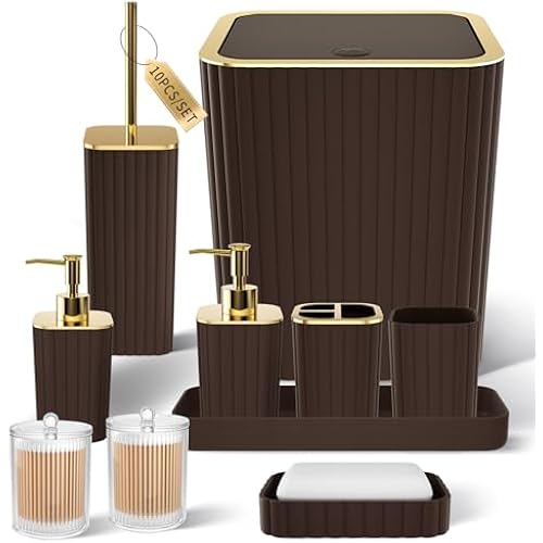 XLHOMO Bathroom Accessories Set - 10PC Gorgeous Brown Bathroom Set
