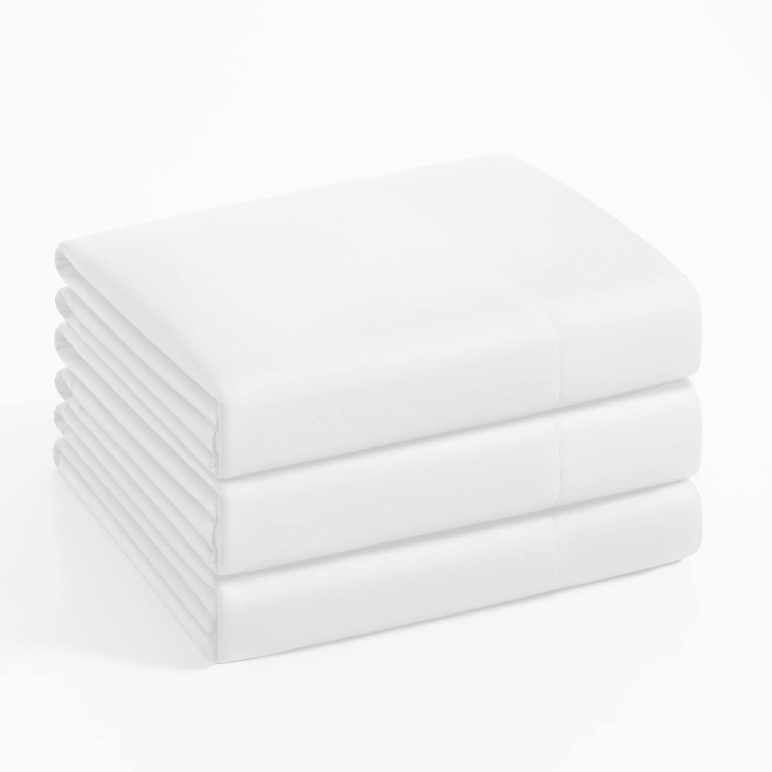 Basic Choice 3-Pack Flat Sheets, Breathable Series Bed Top Sheet, Wrinkle, Fade Resistant, Standard 100 by Oeko-Tex - Twin, White