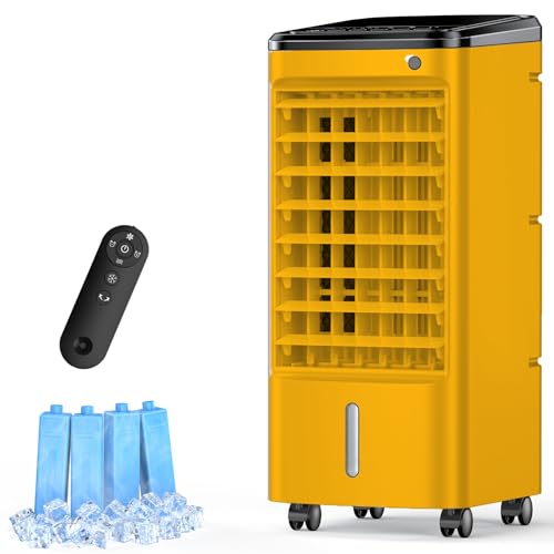 Image of Evaporative Air Cooler, Swamp Cooler Air Conditioner w / 12H Timer for Auto-off, 3-Speed Windowless Air Conditioner, Smart Remote - Mandarin