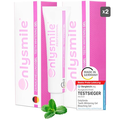 OnlySmile Doppel-Pack Bleaching Gel für Weiße Zähne | Testsieger 2024-2025 | 9+ Nuancen in 5 Tagen | Vegan Teeth Whitening Gel für Zahnbleaching | Zähne Bleaching Zuhause | Zahnaufhellung (80ml)