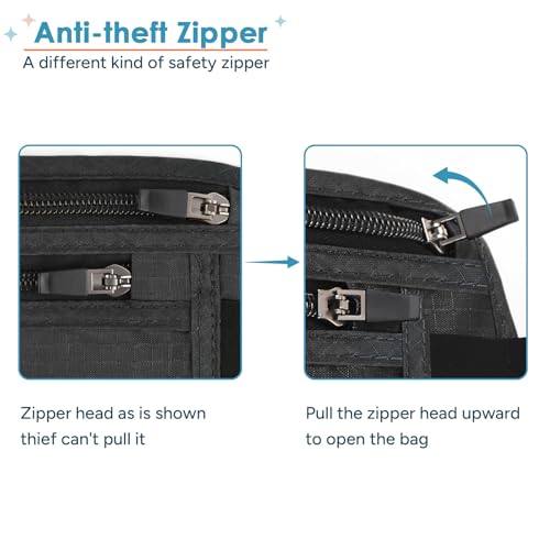 travel inspira travel money belt with slim anti-theft rfid blocking passport holder for travel concealed under clothes for ultimate protection of credit cards cash passport amp documents black