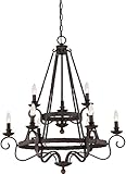 Quoizel NBE5009RK Noble European Foyer Chandelier, 9-Light, 540 Watts, Rustic Black (36"H x 32"W)