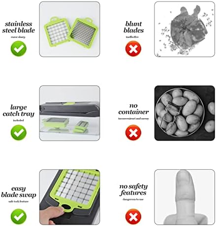 13 in 1 Vegetable Chopper Manual, 8 Blade- Slicer, Multifunctional Vegetable Slicer Dicer and Chopper Household Kitchen Manual Grater Cutter for Onion, Garlic, Carrot, Potato, Tomato, Fruit, Salad