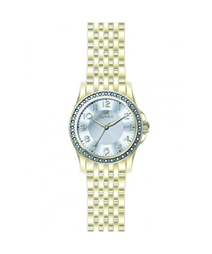 Clyda - CLA0607HBBX - Montre Femme - Quartz Analogique - Cadran Blanc - Bracelet Métal Doré