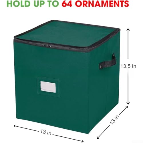 Miniatura 3 de Caja De Almacenamiento De Adornos De Bolas De Navidad, Bolsa De Almacenamiento De Bolas De Árbol De Navidad Con 3 Bandejas Extraíbles, 48 Bolsas De Almacenamiento Con Asas Rojo