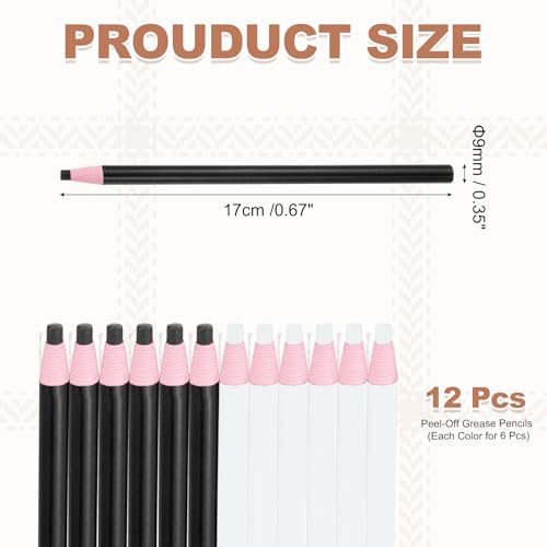 QUARKZMAN 12 Stück Abziehbare Fettstifte Farbige China Marker Für Glas Metall Kunststoff Papier Nicht Anspitzbare Wachsstifte Zum Ausmalen Zeichnen Markieren Weiß Und Schwarz