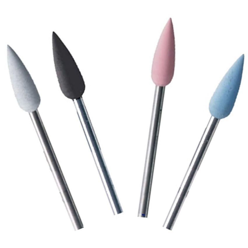 Silicone Pointed Teardrop Polisher Set of 24 Silicone Polishing 15.5 x 5.6mm Kit Assortment 4 Grades - Coarse White/Medium Black/Fine Blue/Extra Fine Pink Made in Germany