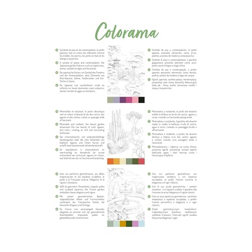 Clairefontaine 95743C - Malblock - Ausmalblock für Erwachsene A4 (21x29,7cm), 20 Blatt 250g Zeichenpapier, Achtsamkeit und Enstpannung, Gärten, 1 Stück