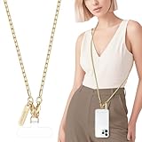 MOUTAKEY Metal Cell Phone chain Crossbody Phone lanyard with 2 Tether Tabs Detachable iPhone Chain Crossbody Strap,Non-rusting,Solid,iPhone Lanyard for Women Girls Travel Shopping Party Camping