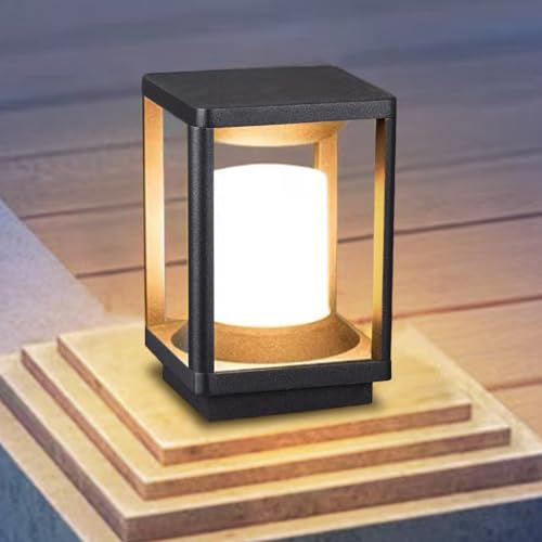 Dr.lazy 18W Lampione a led lampioncino lampada illuminazione da esterno palo da giardino per sentieri moderno, IP65, paletto da sentieri, Lampade da giardino con attacco E27, alluminio (Nero/F)