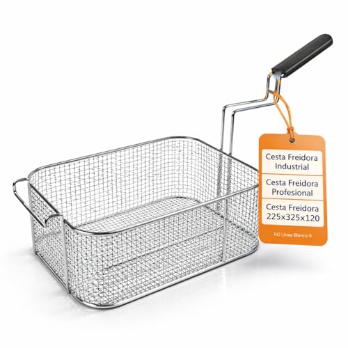 Panier friteuse 225 x 325 x 120 mm en acier chromé pour friture rectangulaire