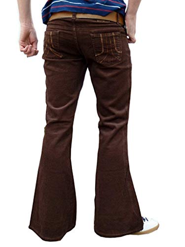 Mens Brown Retro Corduroy Bell Bottoms Flares Cords Pants4
