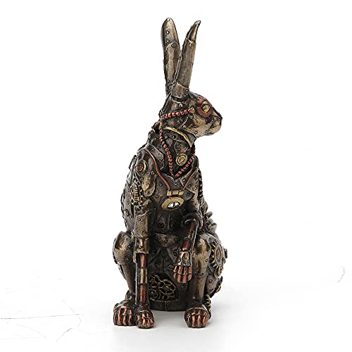 Estatua estilo steampunk conejo acabado bronce miniatura 3