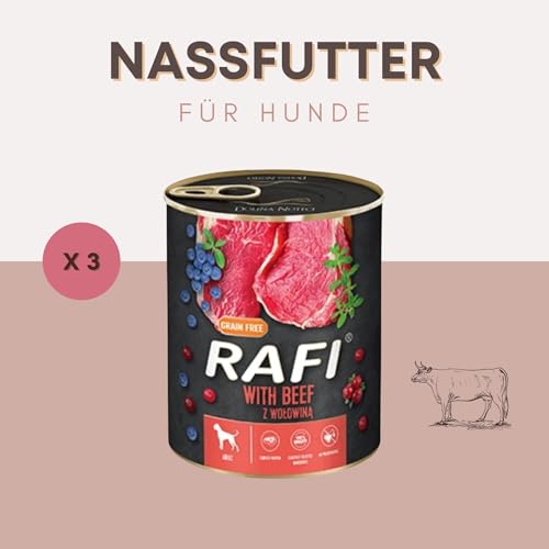 Dolina noteci Rafi & PAKO Mixbox | 24x800g Hochwertige Nassfutter-Dosen für Hunde | Rind, Ente, Wild, Lamm & Kaninchen | 19,2 kg