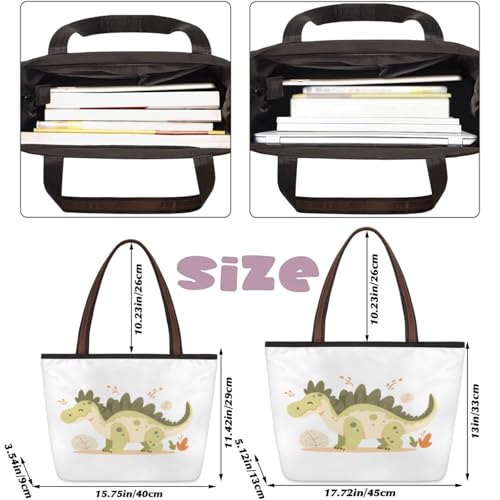 Cute Cartoon Dinosaur Tote Bag Multi Pocket Zippered Beach Bag Lightweight Waterproof Handbag3