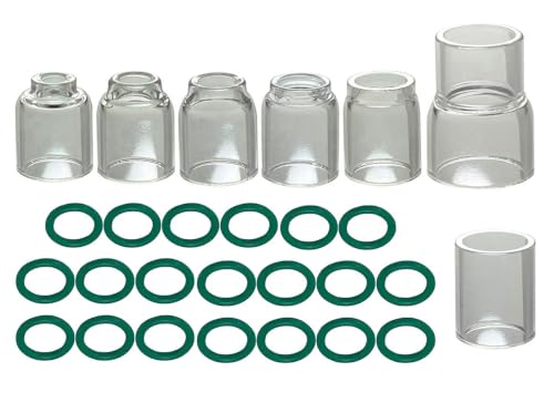 Image of RIVERWELD TIG Glass Cup Quartz Nozzle #4, #5, #6, #7, #8, #10, #12 kit 7pcs | Orifice 1 /4 inch, 5 /16 inch, 3 /8 inch , 7 /16 inch , 1 /2 inch , 5 /8 inch , 13 /16 inch for SR WP 9 17 18 20 25 26 TIG Welding Torch
