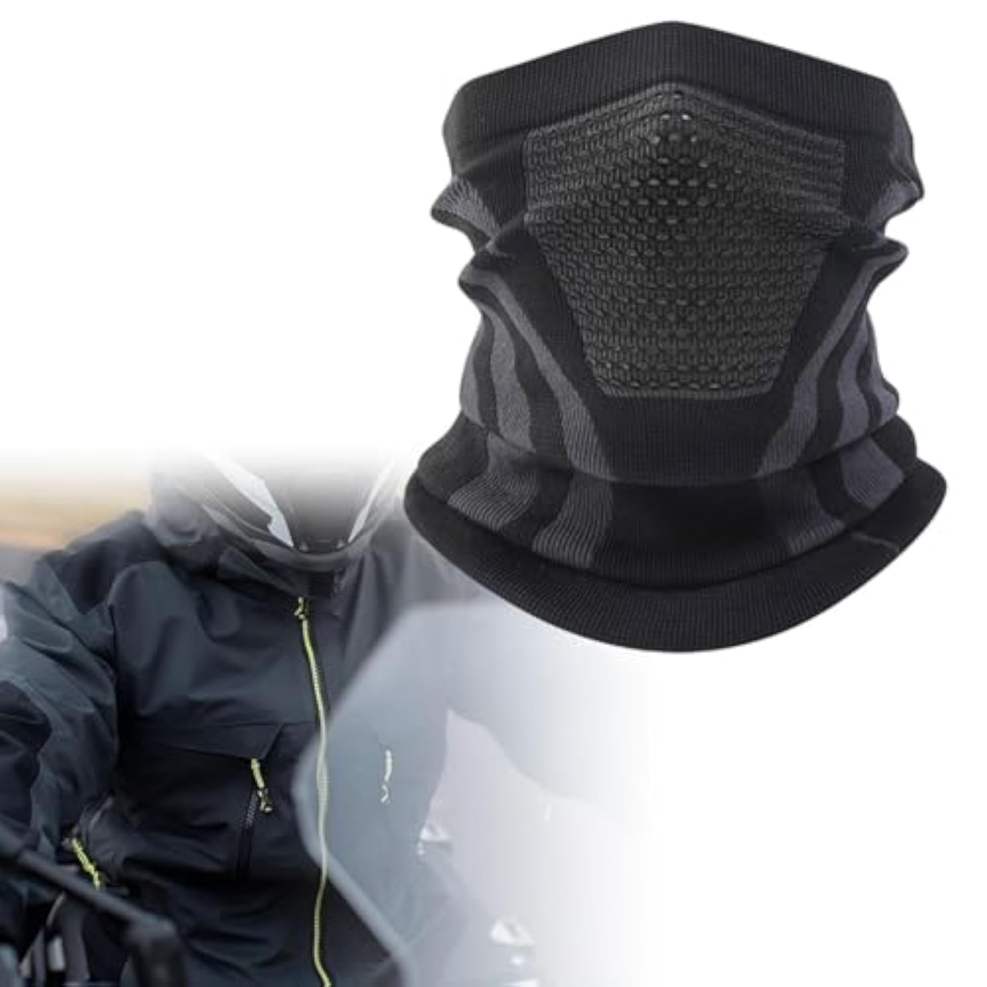 Windproof Neck Gaiter Face Cover for Outdoor Activities, Black and Grey