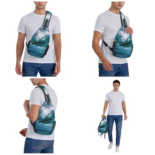 Sling Bag para Hombre y Mujer Bolsa de Pecho Negra miniatura 6