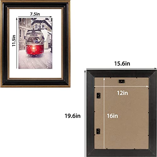 Space Art Deco, 12X16 Picture Frame With Mat For 8X12 Photo Or Display 12X16 Poster Frame Without Mat, Shatter Resistant Glass Wall Mounting (Ornate Gold/Black) #TOP2