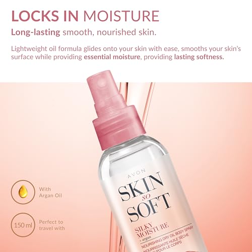 Avon Skin So Soft Silky Moisture Nourishing Dry Oil Spray 150ml | Locks in Moisture | Formulated with Argan Oil | Quick Dry Formula | Cruelty Free - Image 3