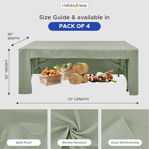 HolidayIdeas 4-Pack 6ft Open Back Fitted Tablecloths for Craft Shows Sage Green by HolidayIdeas - Used condition - Image 4