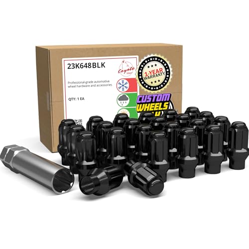 Image of Wheel Accessories Parts 24 Pcs M14x1.50 Thread ET Bulge Acorn 1.80 inch Long Spline Lug Nuts Black Truck Spline Hex Fits Silverado 1500 | Ford F-150 |Toyota Tacoma (for use with Wheels Spacers)