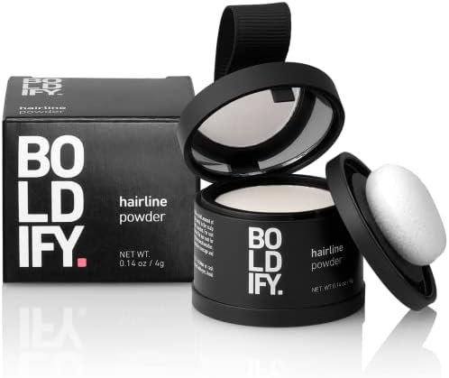 BOLDIFY Hairline Powder Instantly Conceals Hair Loss, Root Touch Up Hair Powder, Hair Toppers for Women & Men, Hair Fibers for Thinning Hair, Root Cover Up, Stain-Proof 48 Hour Formula (White)