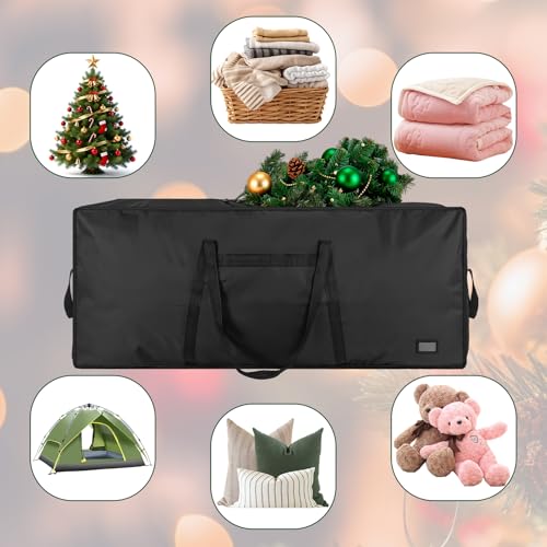 Image of 9 ft Christmas Tree Storage Bag, Heavy Duty Christmas Tree Bag with Reinforced Handles and Dual Zippers Wide Opening, Large Capacity fits for Artificial Christmas Tree (Black, 9 ft)
