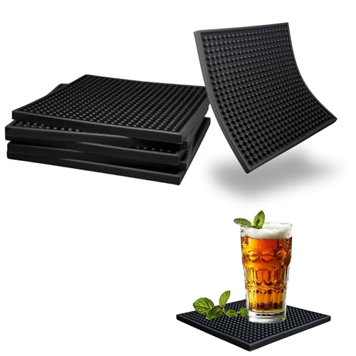 Silicone Coasters Set - 6 Pack - 6 Inch Square Drink Coasters for Coffee Table & Desk - Absorbent & Anti-Slip - Outdoor & Indoor Use by Generic - Used condition - US$15.65