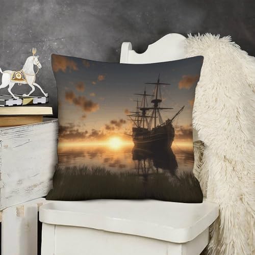 Fundas de almohada de atardecer en el lago para decorar el sofá de la sala 7