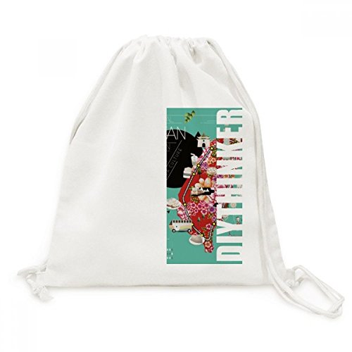 Sacs voyage toile imprimée Taiwan et sac à dos cordon léger pour adulte