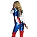 Forplay Women's Petite Star Spangled Hero Catsuit with Stripe Waist and Headband, Royal, Small/Medium