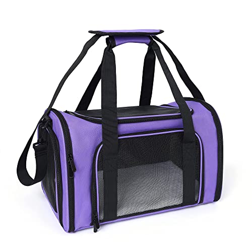 Mile High Life | Outdoor Travel Pet Carrier | Kitty Puppy Cat Carriers | Collapsible Dog Carrier For Small Medium Dogs | Cat Crates W Breathable Mesh With Soft-Sided (Purple, Large) #TOP24