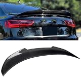 WheelX Real Carbon Fiber Rear Spoiler Compatible with 2012-2018 Audi A6 S6 C7 C7.5, PSM Style High Kick Duckbill Trunk Tail Deck Lid Wing Lip Ducktail Man Gift