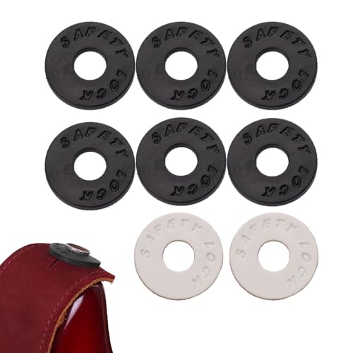 Mirhua ギターストラップ ロックガスケット シリカゲル材質 安全ストラップロックワッシャー 落下防止 すべりどめ ベース ストラップ 簡単な操作 8個セット（黒6+白2）の画像