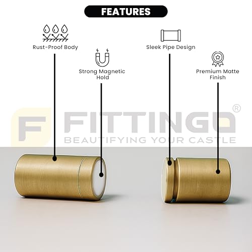 Image of 3 Inch Door Stopper Pipe Magnetic /Stopper for Main Door /Stainless Steel Heavy Duty Magnet Door Stops /Door Back Stopper for Home /Office /Hotels - (Pack of 2) - Antique Finish