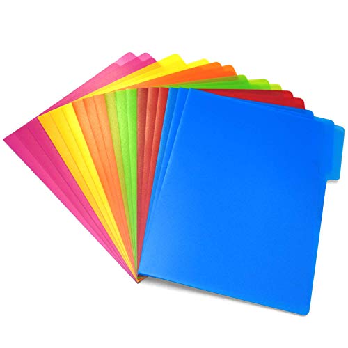 Wot I Plastic File Folders 18Pcs, Heavy Duty Colored Filling Folders With 1/3 Cut Tab, Letter Size 6 Assorted Colors For Organizing And Easy File Storage #TOP5